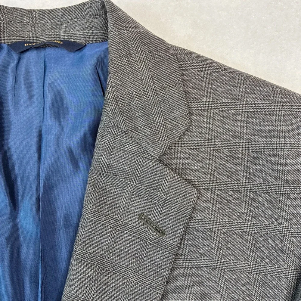 Brooks Brothers Blazer Mens 42R Grey Glen Plaid Wool 2-Button Jacket Sport Coat